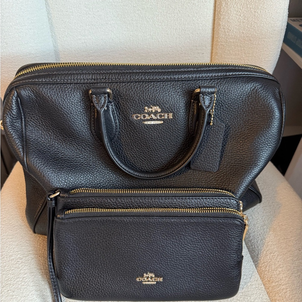 Coach Black Leather Briefcase with Pouch